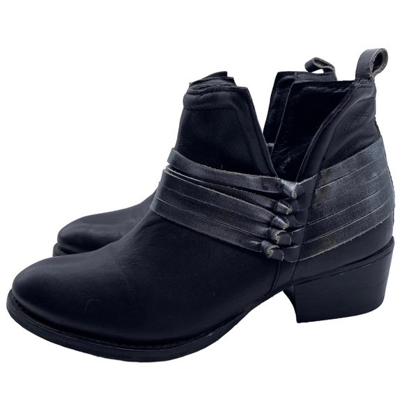 Diba Bootie Skylar Black Leather Distressed Ankle Block Heel Casual Size 6 - Picture 11 of 11